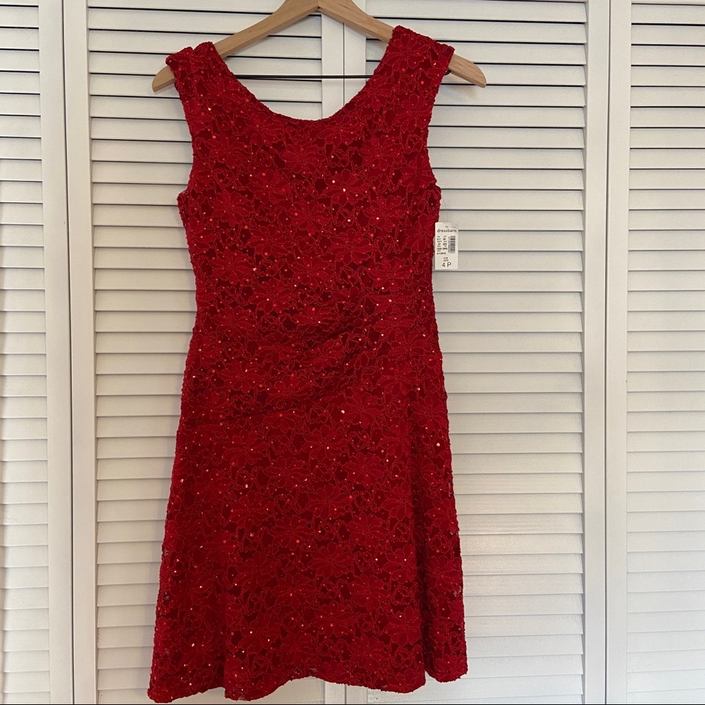 Red lace swing dress - size 4